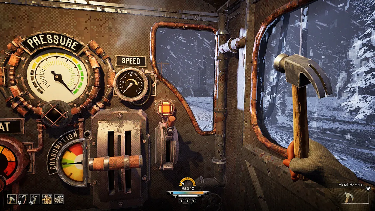 Pressure and speed controls inside the Eden Engine cab